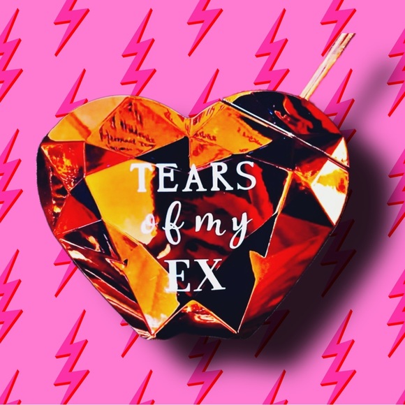 Geometric Heart “Tears of my Ex” Novelty Cup w/Straw - Picture 1 of 6